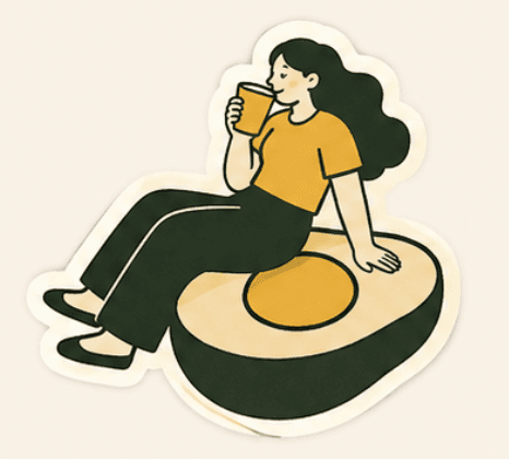 Girl sitting on avocado